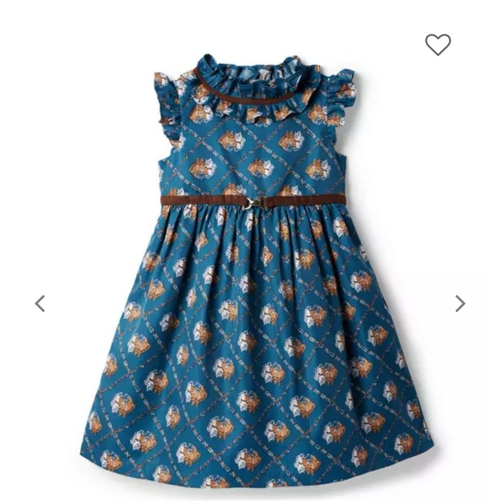 Janie & Jack Horse Ruffle Collar Dress 12 to 18 months, NWT